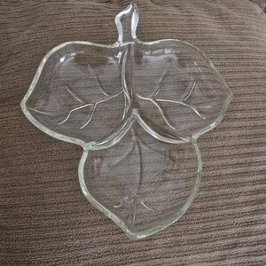 Vintage MCM Hazel Atlas "Maple Leaf" Pattern Divided Leaf Dish